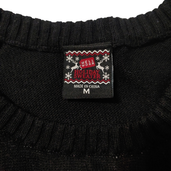 WELL WORN HOLIDAY SWEATER Black Size Medium Ugly Christmas Sweater Gingerbread - Picture 4 of 11